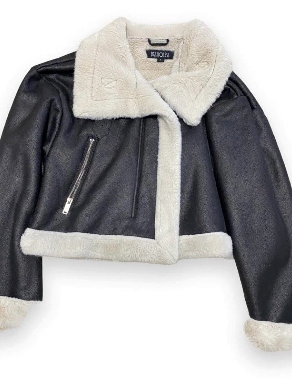 Black & Cream faux fur jacket